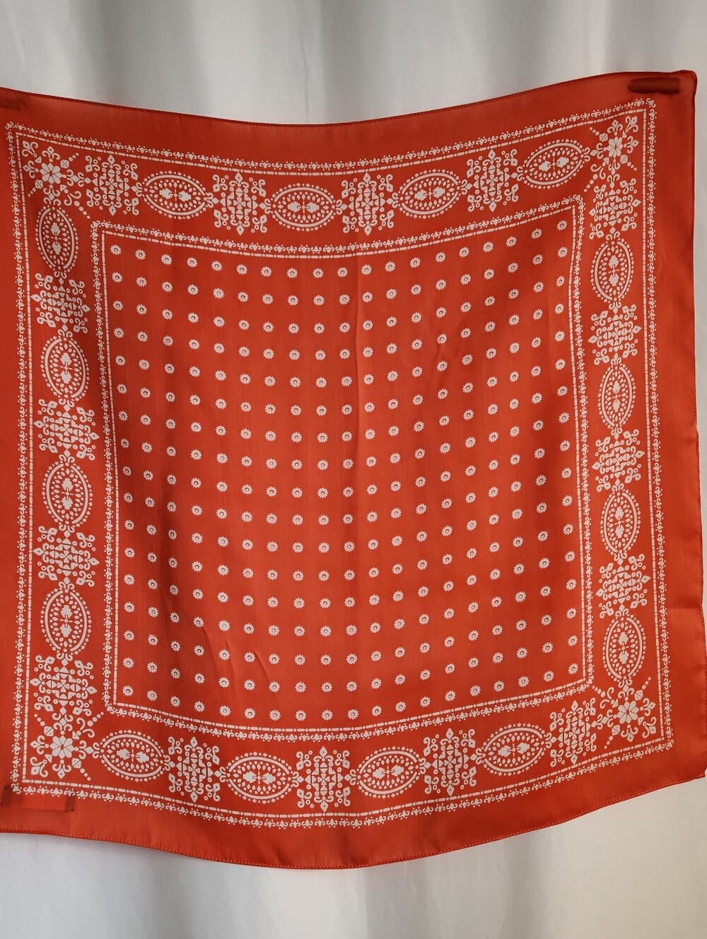 Coral Color Bandana-Style Decorative Scarf - LANDS END